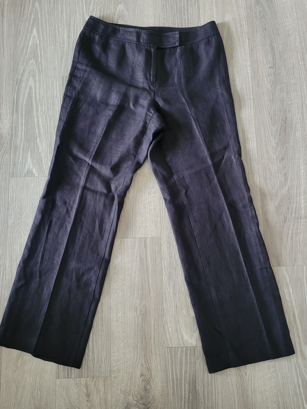 Talbots 100% Irish Linen Lightweight Black Straight-Leg Women's Trousers Sz 12
